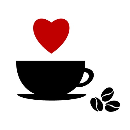 A cup of black coffee with heart on white background. vector illustrationのイラスト素材