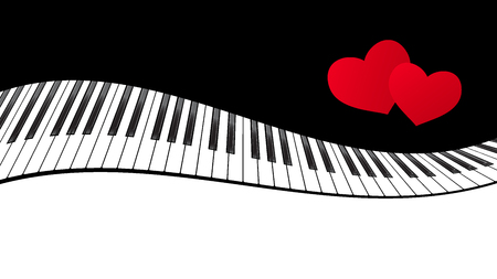 Piano template with two hearts ,music creative concept illustration. Vectorのイラスト素材