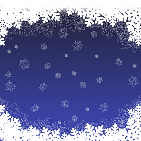 Blue Christmas background with snowflakes and blurry lights. vector illustrationのイラスト素材