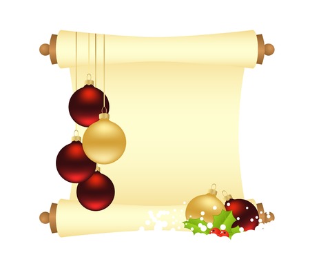Christmas manuscript with decorations and balls. Vector illustration.のイラスト素材