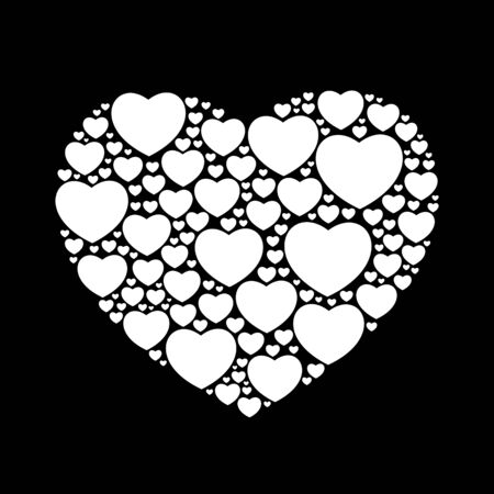 white hearts on black background. vector illustrationのイラスト素材