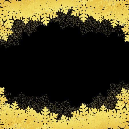 snowflakes black background with golden snow. vector illustrationのイラスト素材