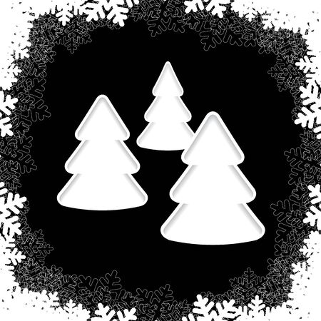 christmas tree paper isolated on black background. vector illustrationのイラスト素材