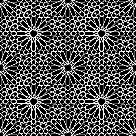 white and black mosaic moroccan zellige seamless. vector illustrationのイラスト素材