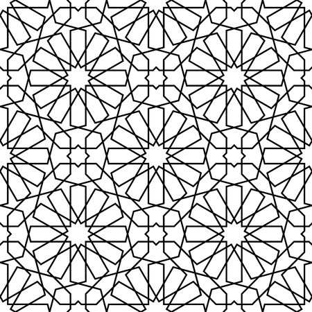 white and black mosaic moroccan zellige seamless. vector illustrationのイラスト素材