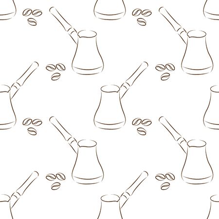 cezve coffee seamless on white background. vector illustrationのイラスト素材