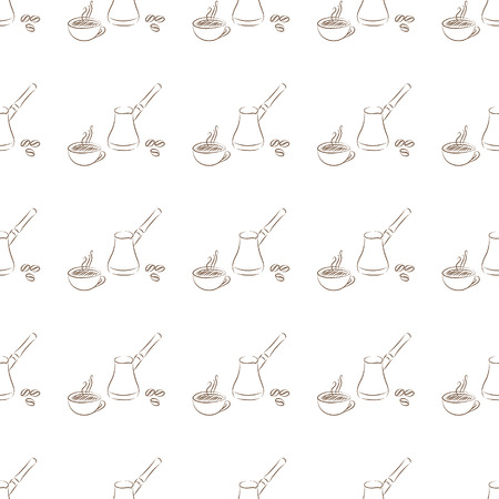 cezve coffee seamless on white background. vector illustrationのイラスト素材