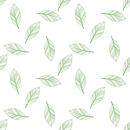 green seamless leaves isolated on white background. vector illustration