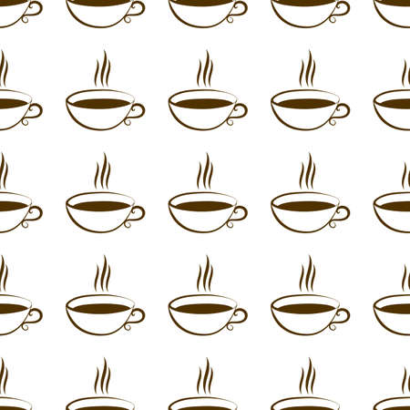 coffee cup seamless isolated on white background. vector illustrationのイラスト素材