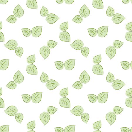 seamless green leaves on white background. vector illustrationのイラスト素材