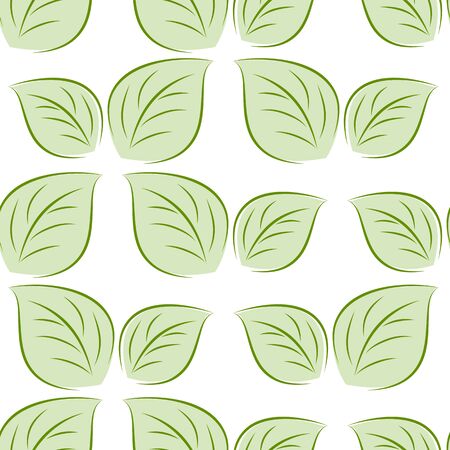 seamless green leaves on white background. vector illustrationのイラスト素材