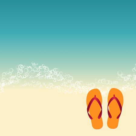 summer beach illustration with flip flops. vector illustrationのイラスト素材