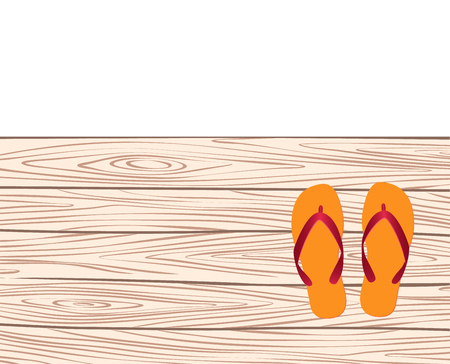 template with flip-flops on the pier. vector illustrationのイラスト素材