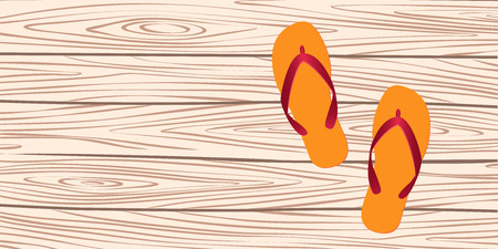 template with flip-flops on the pier. vector illustrationのイラスト素材