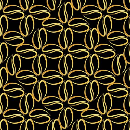 coffee beans luxury seamless on black background. vector illustrationのイラスト素材