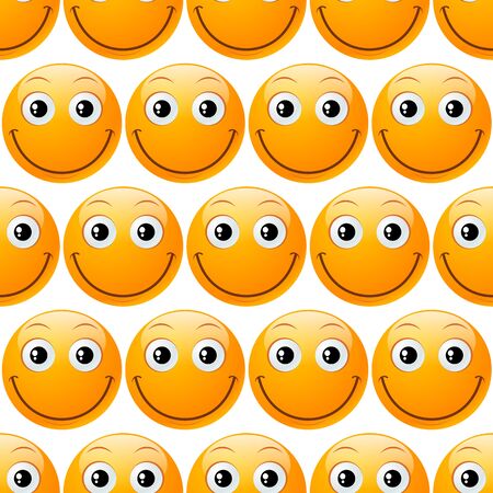smile emoji seamless on white background. vector illustrationのイラスト素材