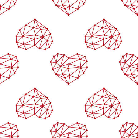 seamless low poly hearts icon on white background. vector illustrationのイラスト素材