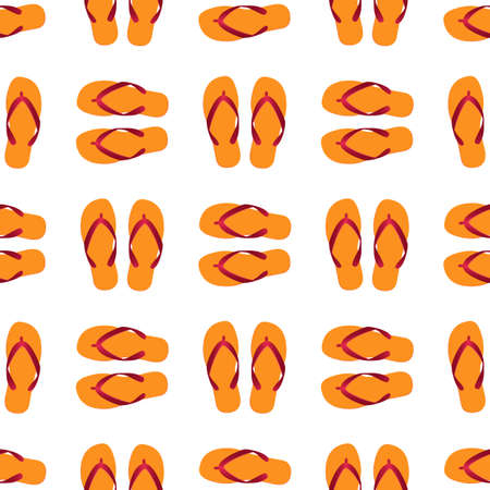 Seamless of orange flip flops on white background. vector illustrationのイラスト素材