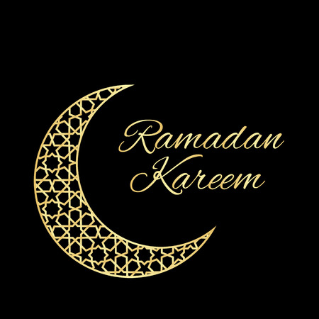 Ramadan greeting card on black background. Vector illustration. Ramadan Kareem means Ramadan is generous.のイラスト素材