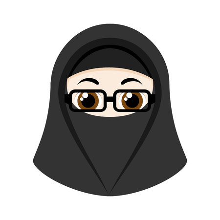 Cartoon girl with black niqab isolated on white background.のイラスト素材
