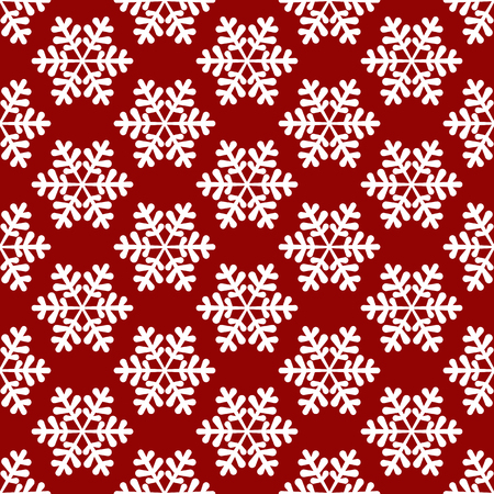 Seamless snowflake background on red background.のイラスト素材