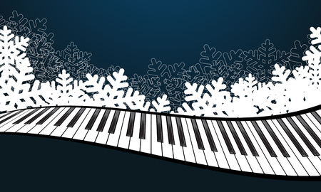 Christmas Template Piano on blue Background. Vector Illustrationのイラスト素材