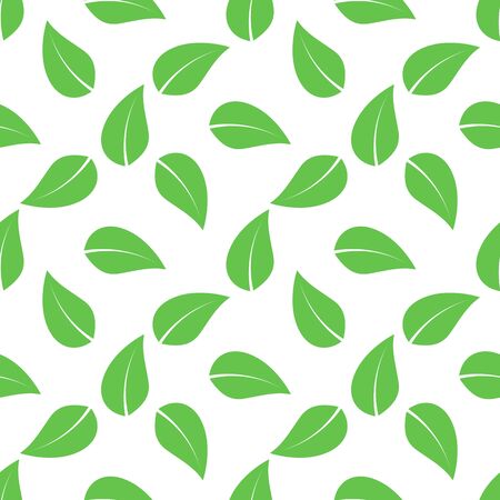 green seamless leaves isolated on white background. vector illustrationのイラスト素材