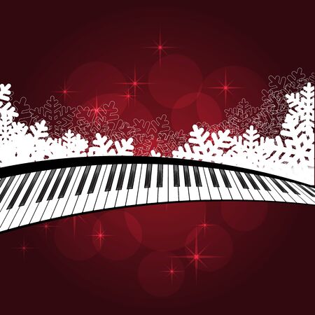 Christmas Template Piano on red background. Vector Illustrationのイラスト素材