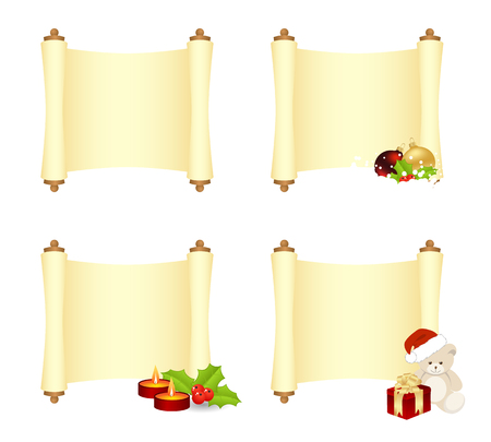 Set of christmas manuscripts with decorations. Vector illustration.のイラスト素材