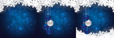 snowflakes backgrounds with hanging balls and snow. vector illustrationのイラスト素材