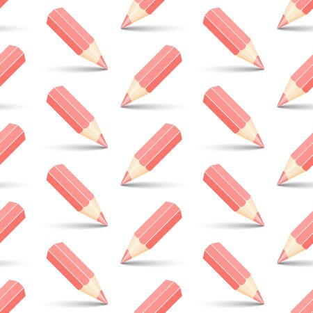 Seamless from red pencils on white background.のイラスト素材
