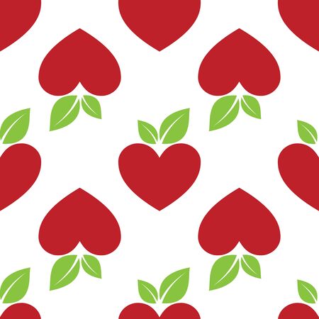 Red Apple Heart seamless on white background. Vector illustrationのイラスト素材