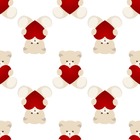Teddy Bear Valentines Day Card isolated on white background. Vector illustrationのイラスト素材