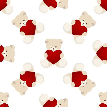 Teddy Bear Valentines Day Card isolated on white background. Vector illustrationのイラスト素材