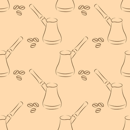 cezve coffee seamless on brown background. vector illustrationのイラスト素材