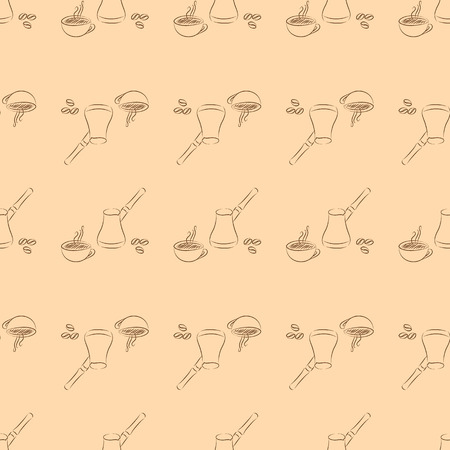 cezve coffee seamless on brown background. vector illustrationのイラスト素材