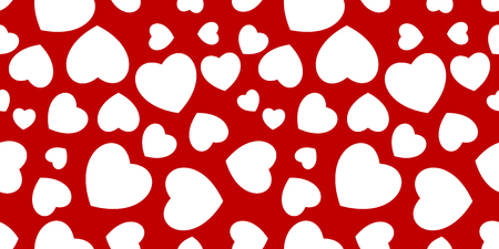 Seamless Background of hearts isolated on red background. Vector illustration