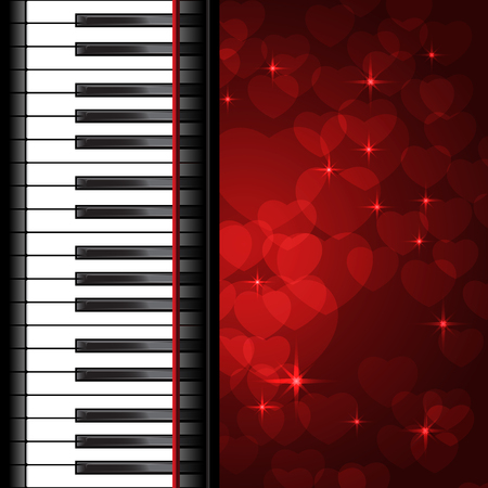 piano template with heartsのイラスト素材