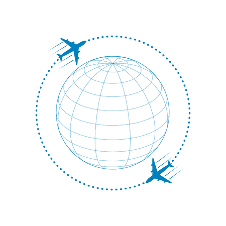 plane and globeのイラスト素材