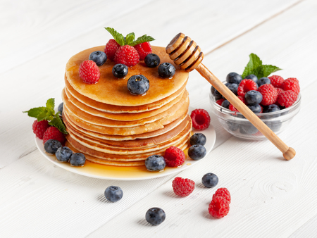 American blueberry pancakesの写真素材