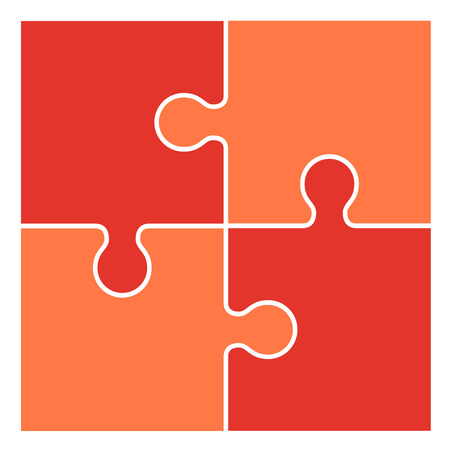 Multicolored puzzle pieces isolated on white background. Vector illustrationのイラスト素材