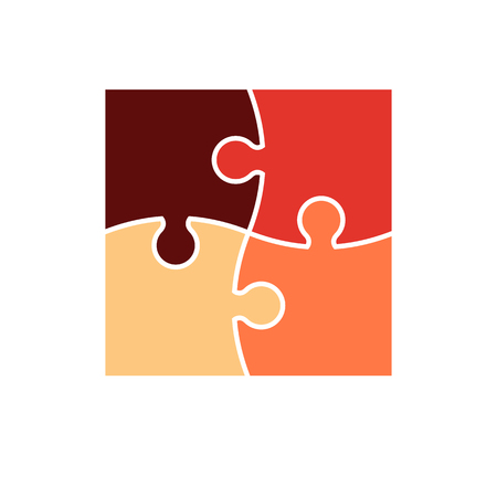 Multicolored puzzle pieces isolated on white background. Vector illustrationのイラスト素材