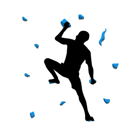 Man climbs climbing wallのイラスト素材