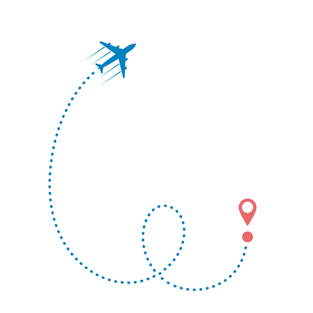 plane and its track isolated on white background. Vector illustration.のイラスト素材