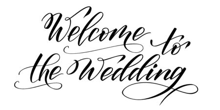 Handwritten modern brush calligraphy Welcome to the Wedding isolated on white for wedding invitation. Vector illustration.のイラスト素材