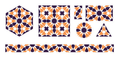 Different rapports of Geometric Islamic Pattern for decoration greeting card or interior. Vector Illustration.のイラスト素材