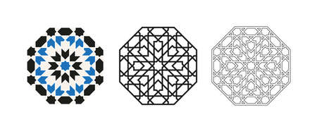 Islamic traditional rosette for greetings cards decoration and design isolated on white background. Vector illustration.のイラスト素材