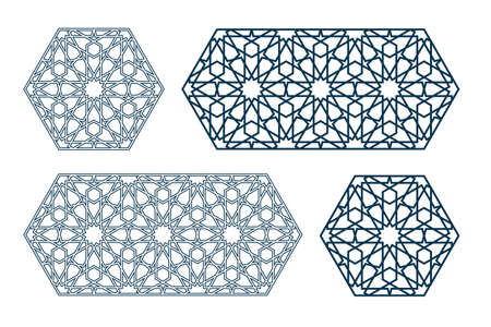 Set of templates Islamic pattern for laser cutting or paper cut for interior design. Vector illustration.のイラスト素材