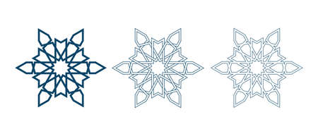 Set of Islamic traditional rosettes for greetings cards decoration and design isolated on white backgrounds. Vector illustration.のイラスト素材