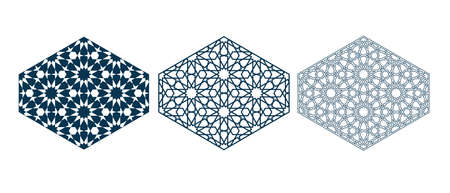 Set of templates Islamic pattern for laser cutting or paper cut for interior design. Vector illustration.のイラスト素材